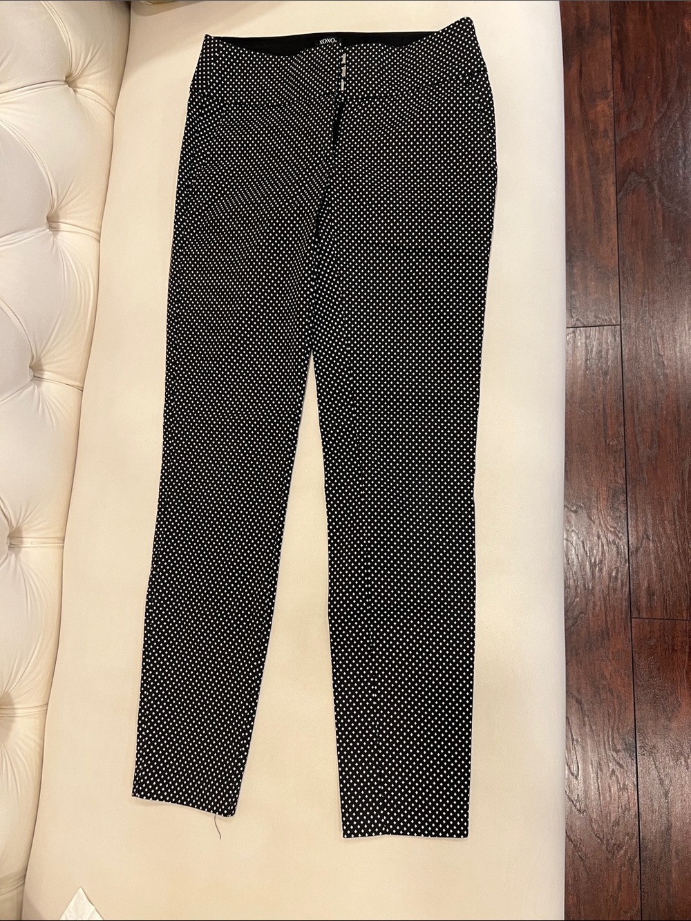 XOXO Black Polka Dot Skinny Ankle Pants